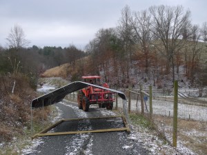 Moving the new home to the field.